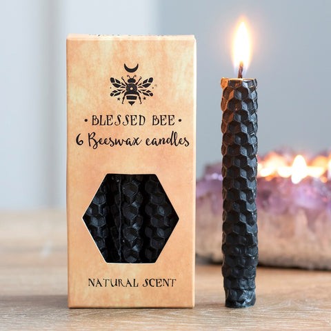 Blessed Bee Black Beeswax Spell Candles for Protection