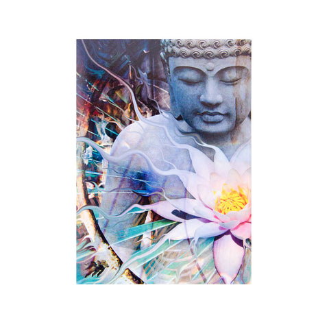 Stone Buddha Flower Greeting Card