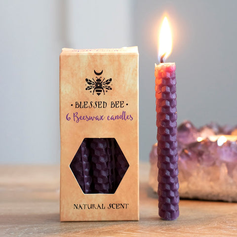 Blessed Bee Purple Beeswax Spell Candles for Prosperity