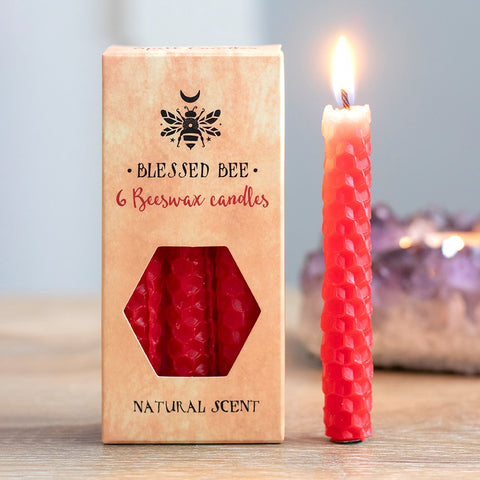 Blessed Bee Red Beeswax Spell Candles for Love