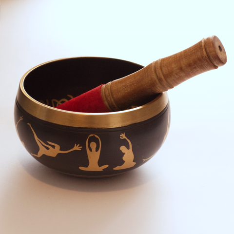 Tibetan Singing Bowl - Yoga Poses with Stick 12cm x 5.5cm