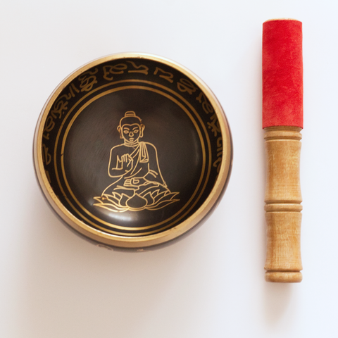 Tibetan Singing Bowl - Yoga Poses with Stick 12cm x 5.5cm