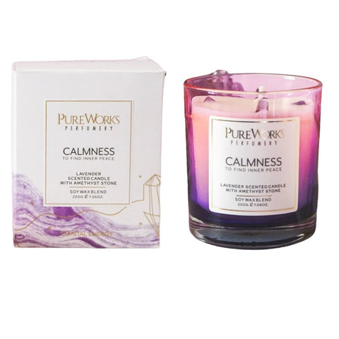 Calmness Lavender with Amethyst Crystal Energy Candle 200g