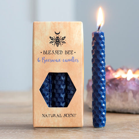 Blessed Bee Blue Beeswax Spell Candles for Peace
