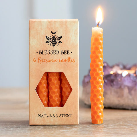 Blessed Bee Orange Beeswax Spell Candles for Confidence