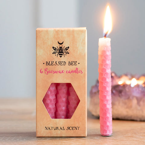 Blessed Bee Pink Beeswax Spell Candles for Friendship